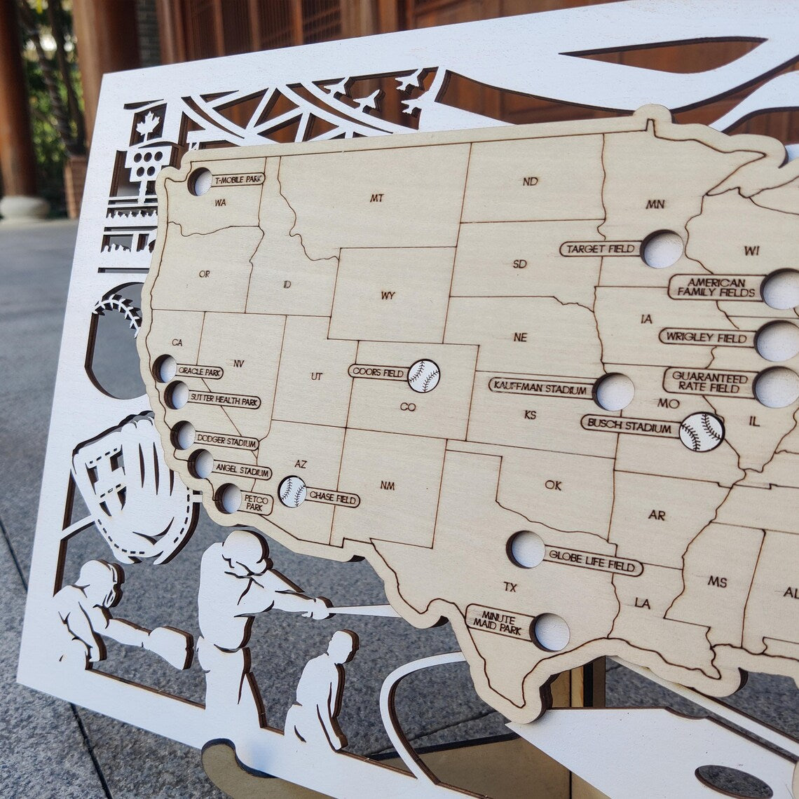 MLB Baseball Stadium Map, Wood Map, Retirement Bucket List