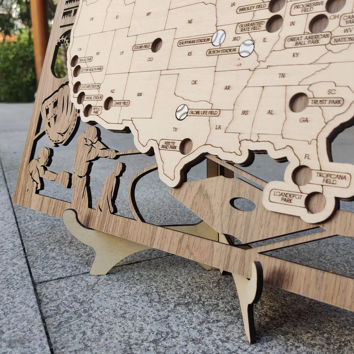 MLB Baseball Stadium Map, Wood Map, Retirement Bucket List