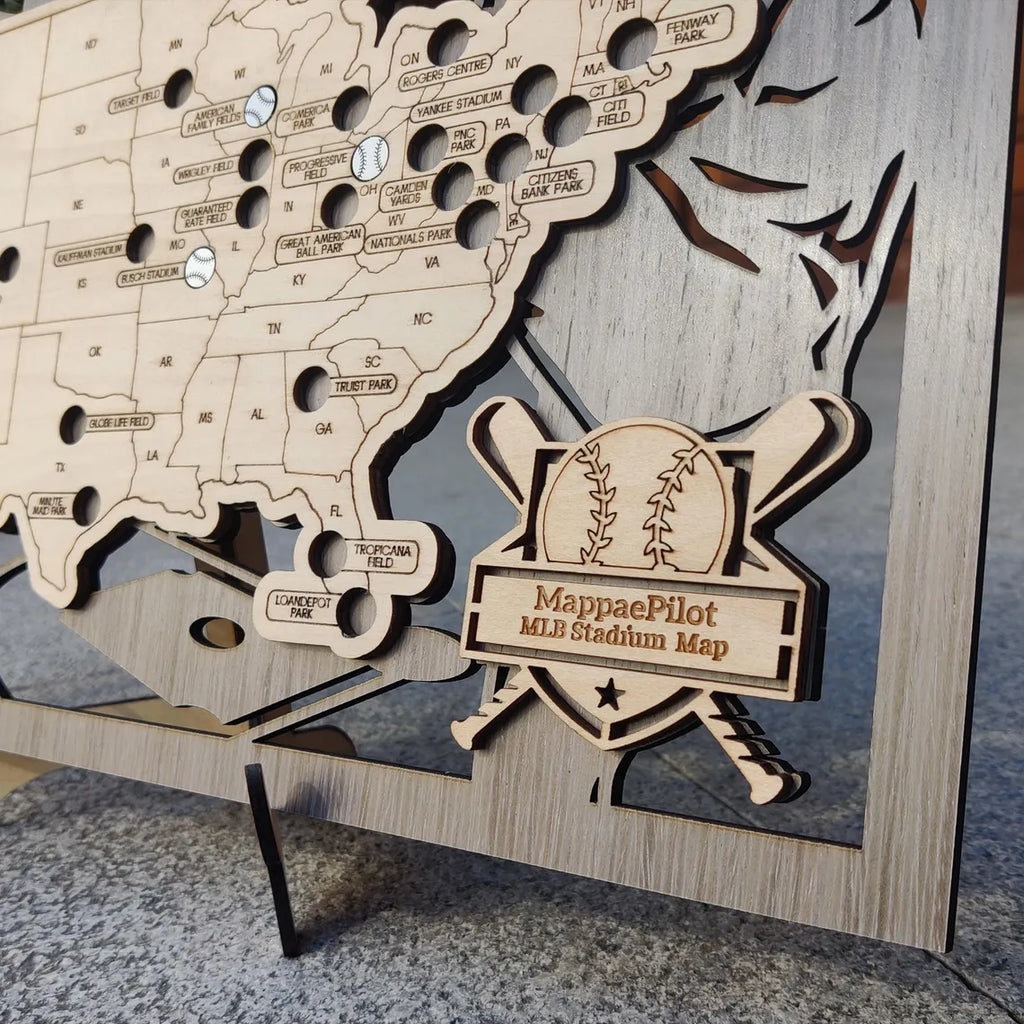 MLB Baseball Stadium Map, Wood Map, Retirement Bucket List