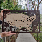 MLB Baseball Stadium Map, Wood Map, Retirement Bucket List