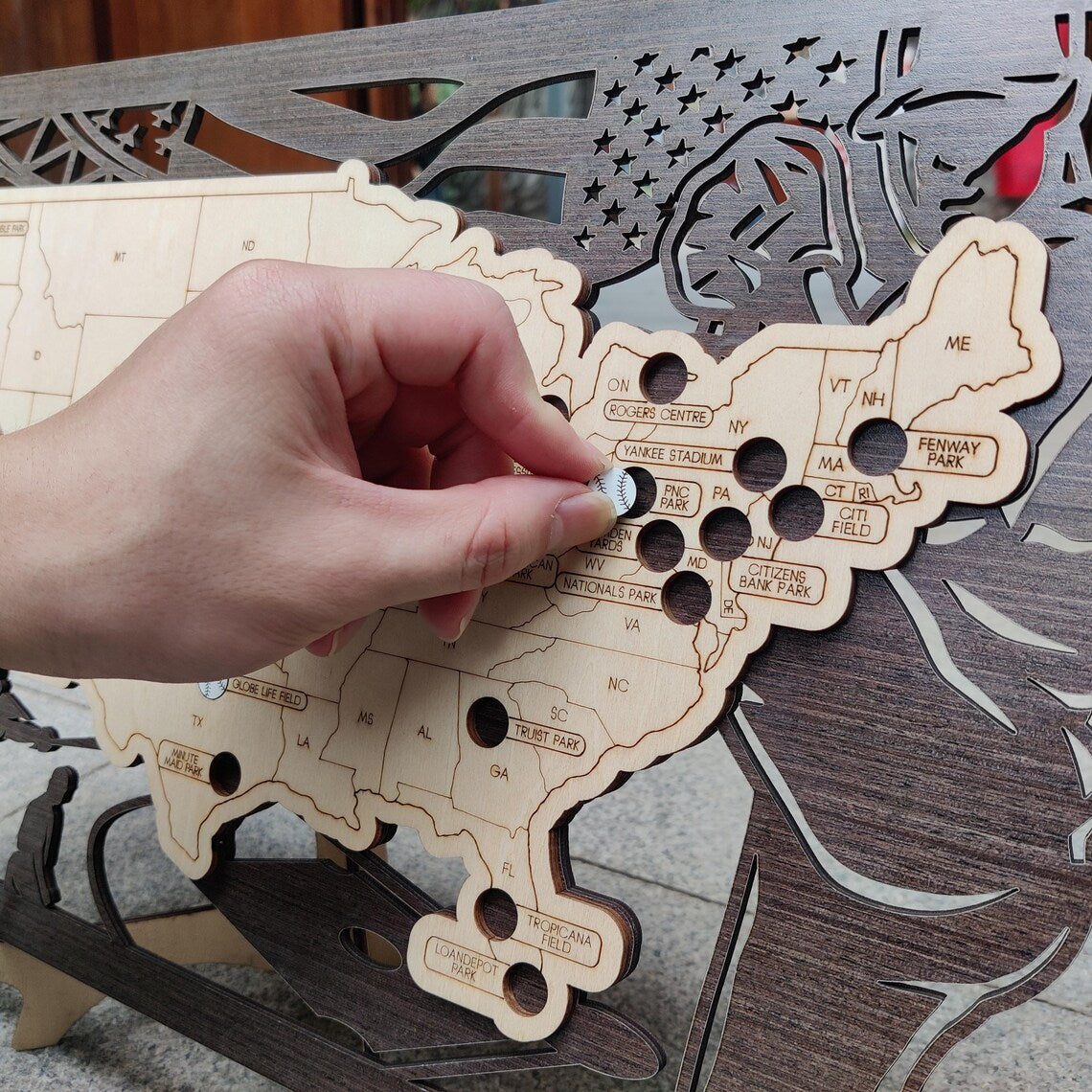 MLB Baseball Stadium Map, Wood Map, Retirement Bucket List