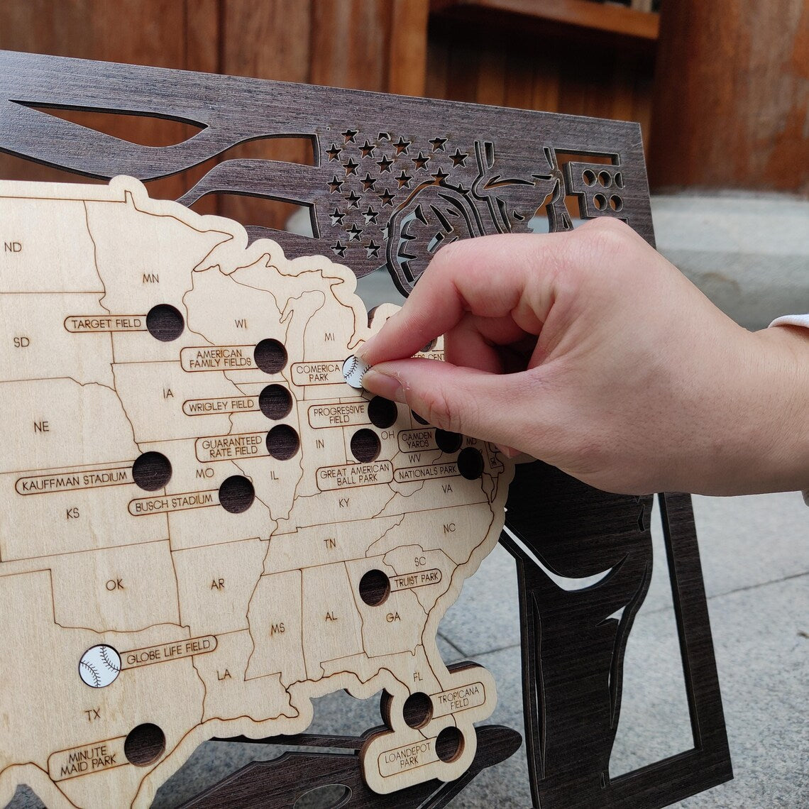 MLB Baseball Stadium Map, Wood Map, Retirement Bucket List