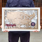 Baseball Stadium Map Tracker, Custom Wood Art