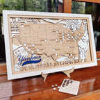 Baseball Stadium Map Tracker, Custom Wood Art