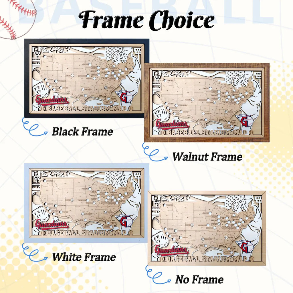 Baseball Stadium Map Tracker, Custom Wood Art