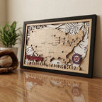 Baseball Stadium Map Tracker, Custom Wood Art
