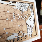 Baseball Stadium Map Tracker, Custom Wood Art