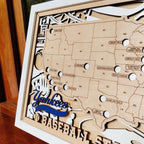 Baseball Stadium Map Tracker, Custom Wood Art