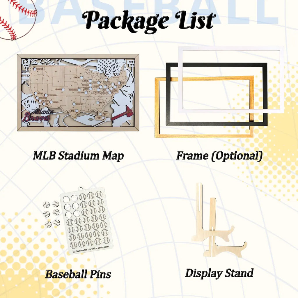 Baseball Stadium Map Tracker, Personalized Gifts