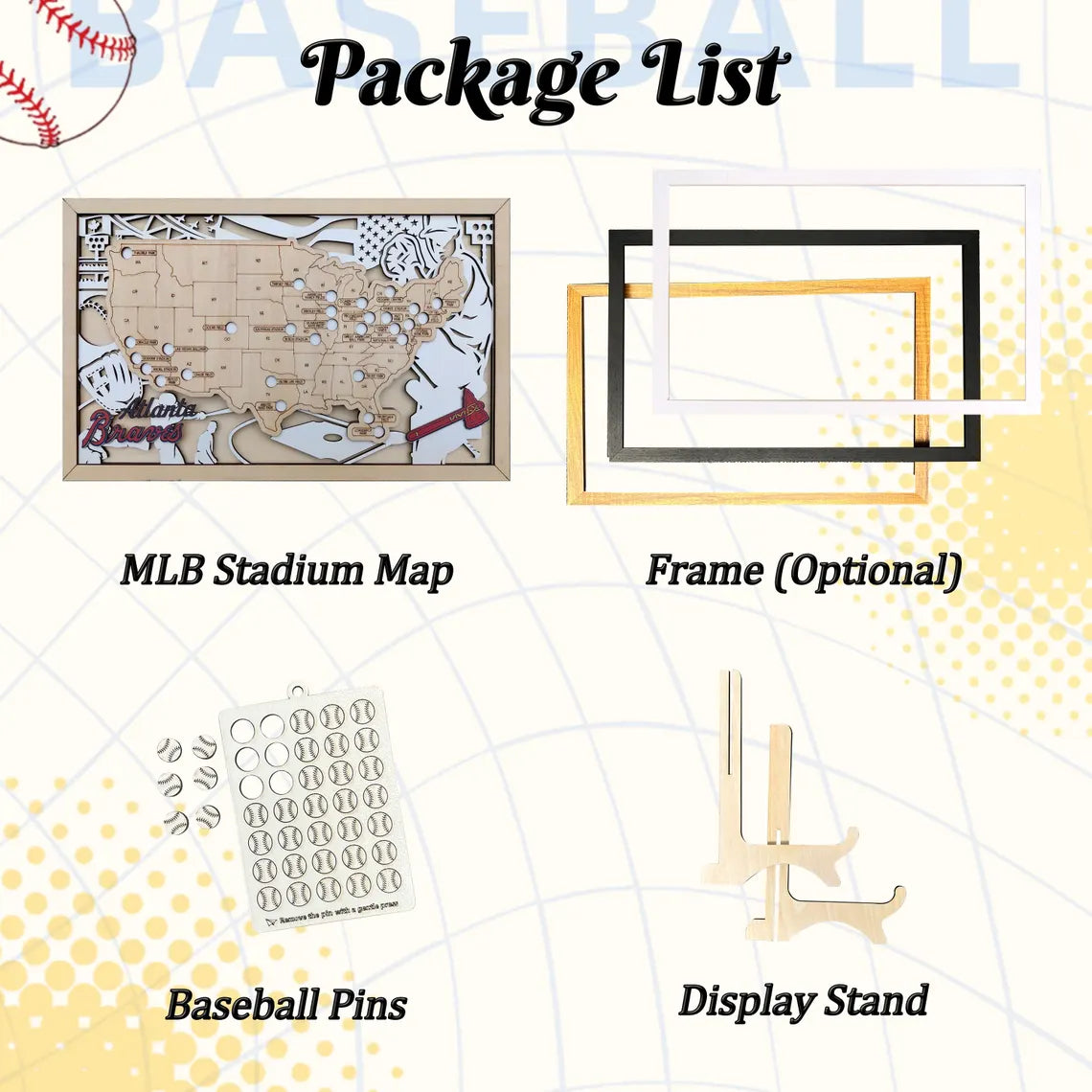 Baseball Stadium Map Tracker, Personalized Gifts