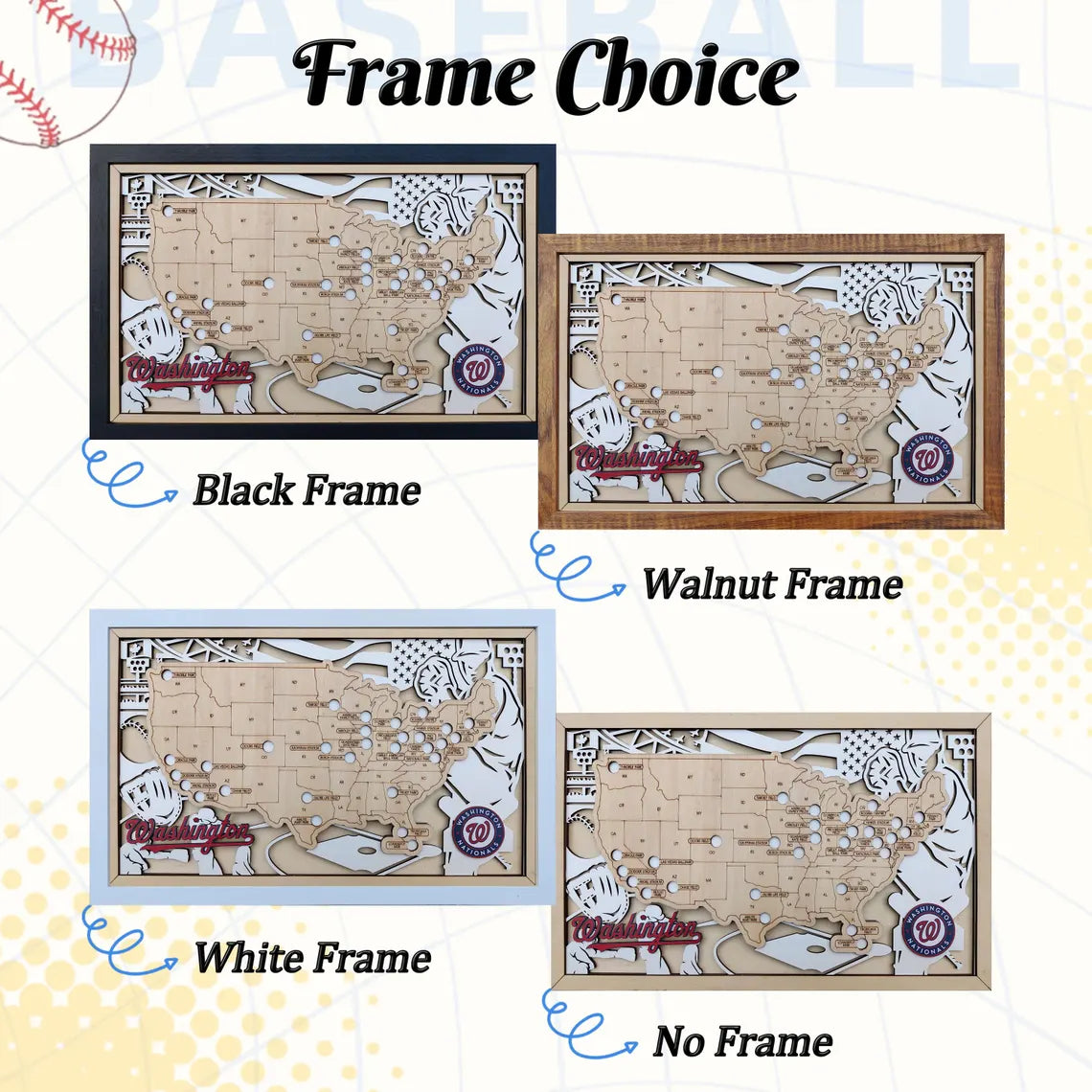Baseball Stadium Map Tracker, Personalized Gifts