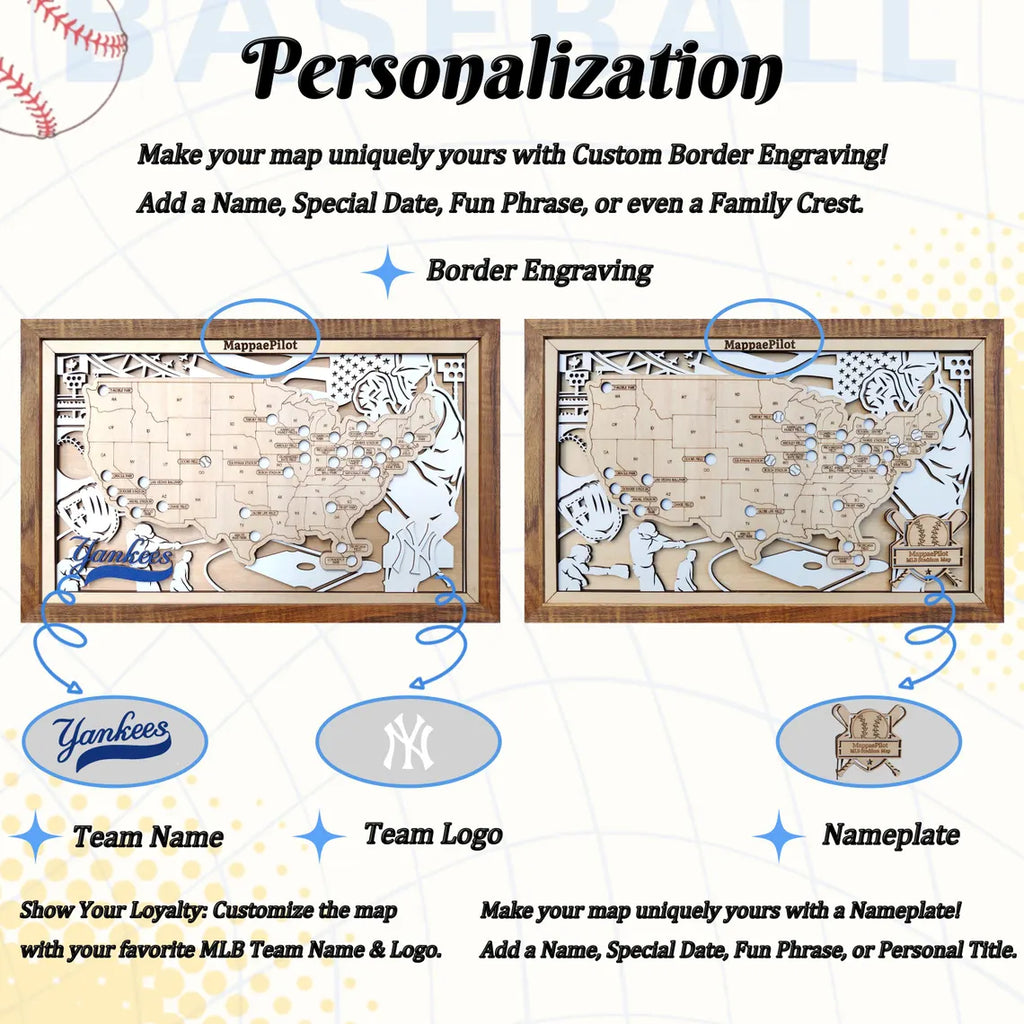 Baseball Stadium Map Tracker, Personalized Gifts