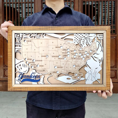 Baseball Stadium Map Tracker, Personalized Gifts