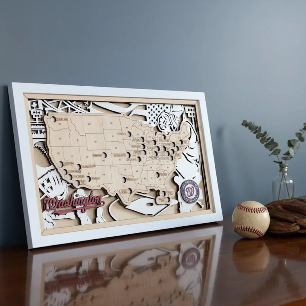 Baseball Stadium Map Tracker, Personalized Gifts