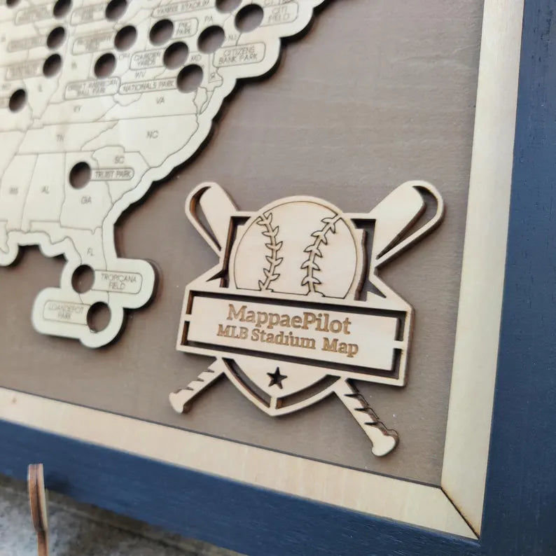Personalized Baseball Stadium Tracker Map – Vintage Brown Background