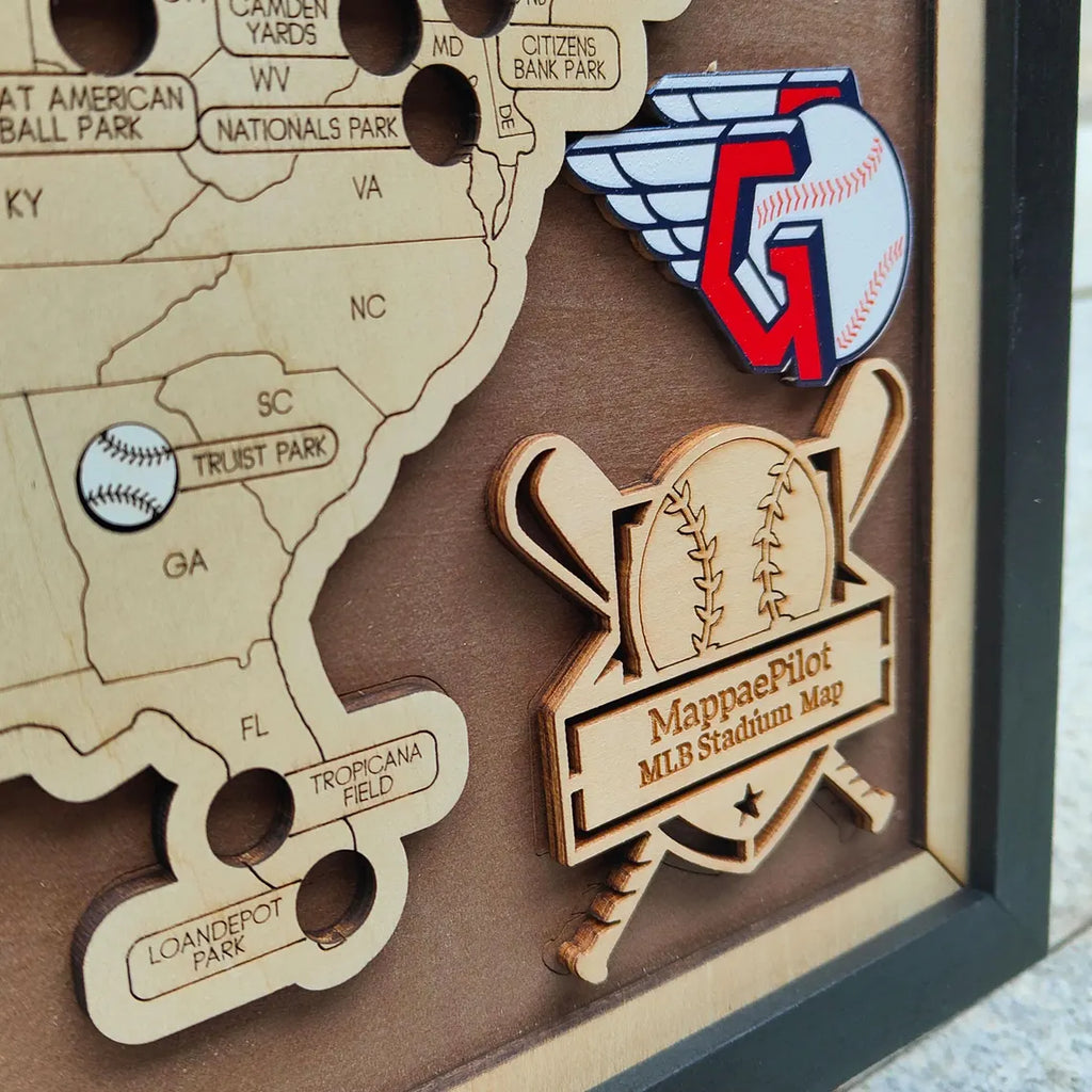 Personalized Baseball Stadium Tracker Map – Vintage Brown Background