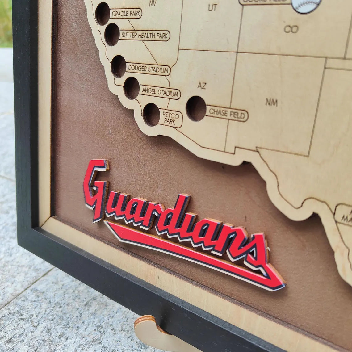 Personalized Baseball Stadium Tracker Map – Vintage Brown Background