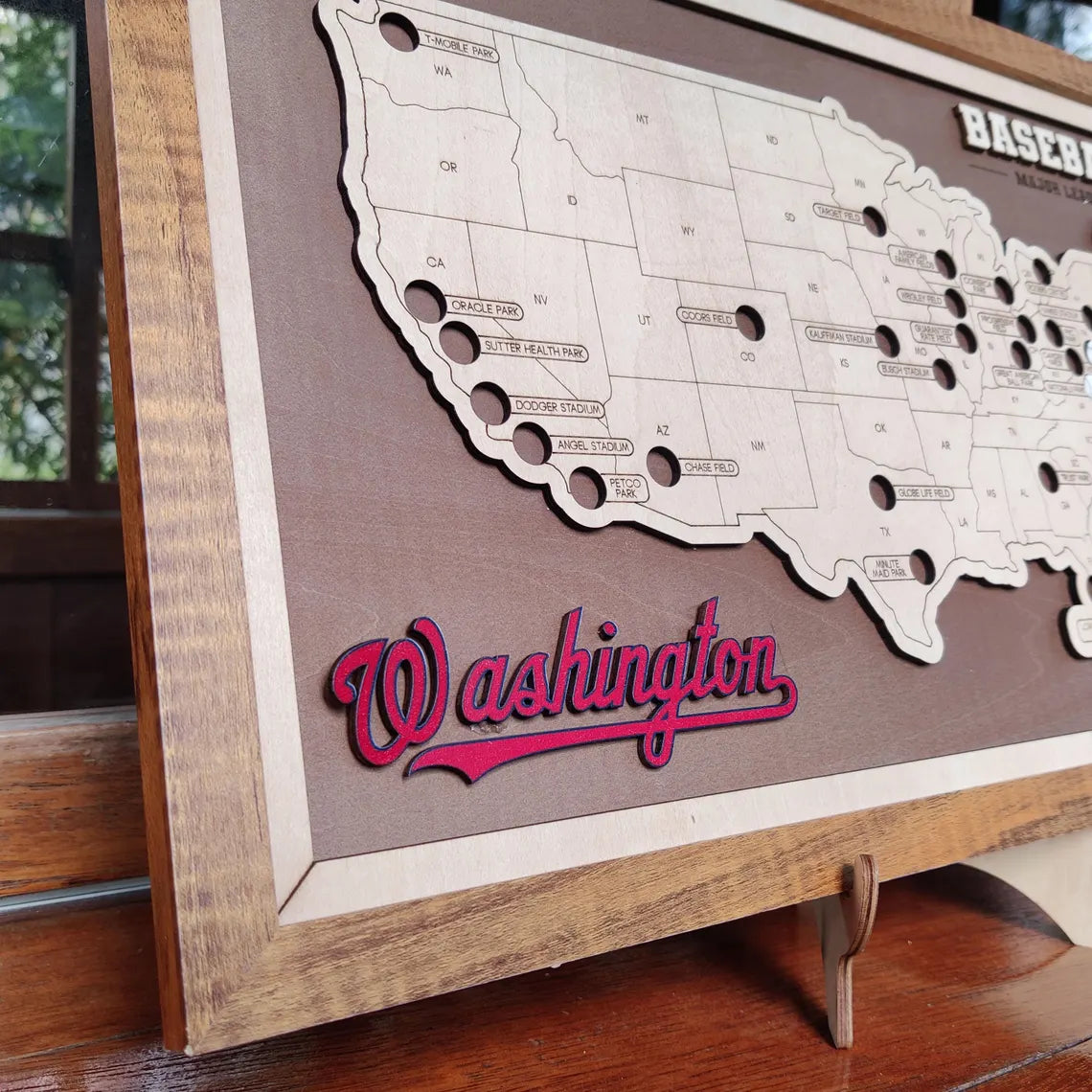 Personalized Baseball Stadium Tracker Map – Vintage Brown Background