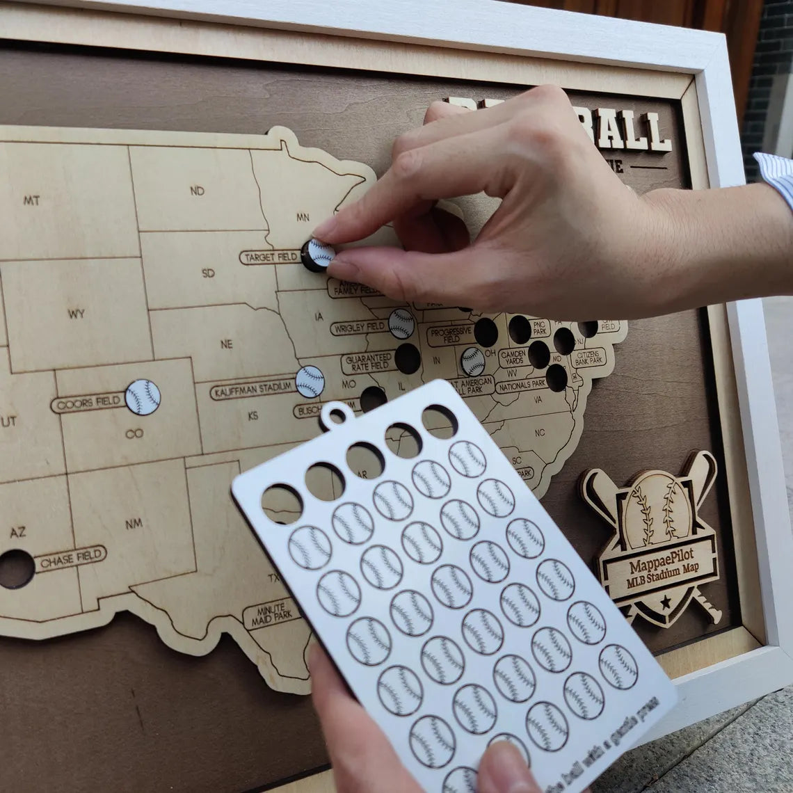 Personalized Baseball Stadium Tracker Map – Vintage Brown Background