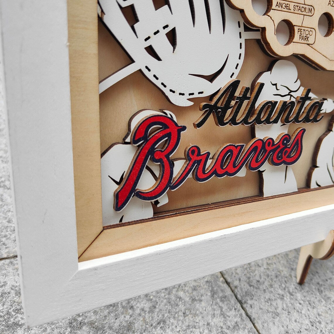 Baseball Stadium Map, Wood MLB Stadium Tracker