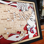 Baseball Stadium Map, Wood MLB Stadium Tracker