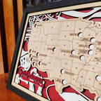 Baseball Stadium Map, Wood MLB Stadium Tracker