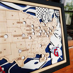 Baseball Stadium Map, Wood MLB Stadium Tracker