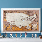 Wood MLB Baseball Stadium Map, Personalized Baseball Gift