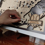 Wood MLB Baseball Stadium Map, Personalized Baseball Gift