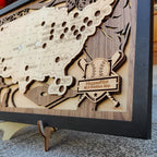 Wood MLB Baseball Stadium Map, Gift for Him