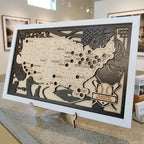 Wood MLB Baseball Stadium Map, Gift for Him