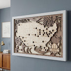 Wood MLB Baseball Stadium Map, Gift for Him