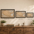 Personalized Basketball Arena Tracker Map – Natural Wood Background