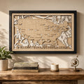 Personalized Basketball Arena Tracker Map – Natural Wood Background