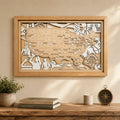 Personalized Basketball Arena Tracker Map with Nameplate – Natural Wood Background