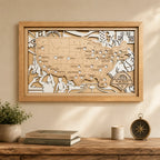 Personalized Basketball Arena Tracker Map with Nameplate – Natural Wood Background