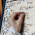US National Parks Wooden Travel Map & Visit Tracker (White-Hiking)