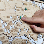 US National Parks Wooden Travel Map & Visit Tracker (White-Hiking)