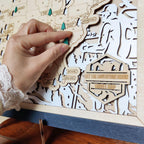 US National Parks Wooden Travel Map & Visit Tracker (White-Hiking)