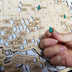 US National Parks Wooden Travel Map & Visit Tracker (White-Hiking)