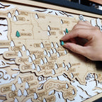 US National Parks Wooden Travel Map & Visit Tracker (White-Hiking)