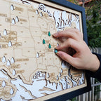 US National Parks Wooden Travel Map & Visit Tracker (White-Hiking)