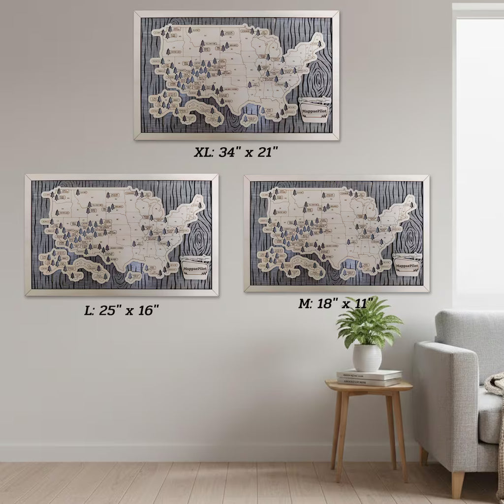 National Parks Travel Map, Gift for Hikers, National Parks Marker, USA Travel Map, Family Road Trip Tracker, Anniversary Gift, Handmade Gift