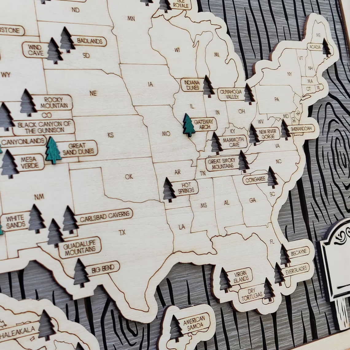 National Parks Travel Map, Gift for Hikers, National Parks Marker, USA Travel Map, Family Road Trip Tracker, Anniversary Gift, Handmade Gift