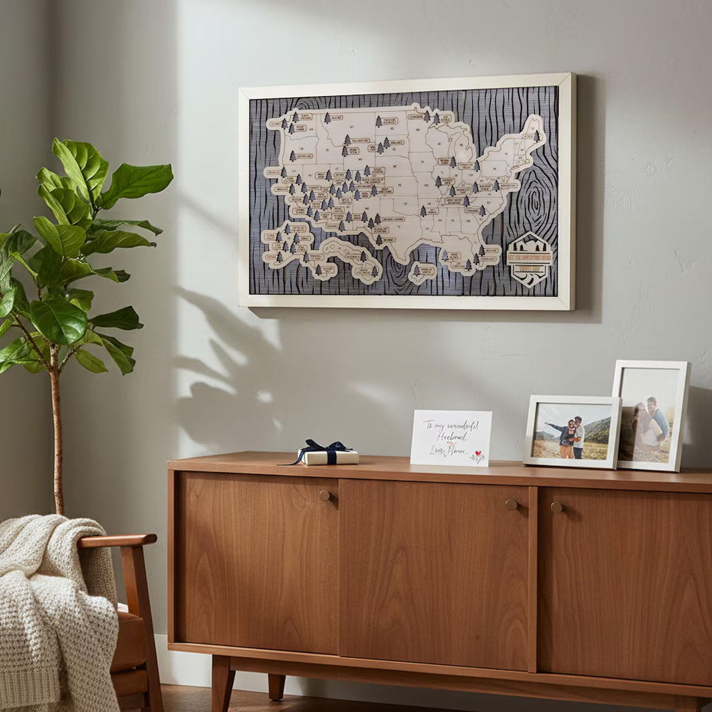 National Parks Travel Map, Gift for Hikers, National Parks Marker, USA Travel Map, Family Road Trip Tracker, Anniversary Gift, Handmade Gift