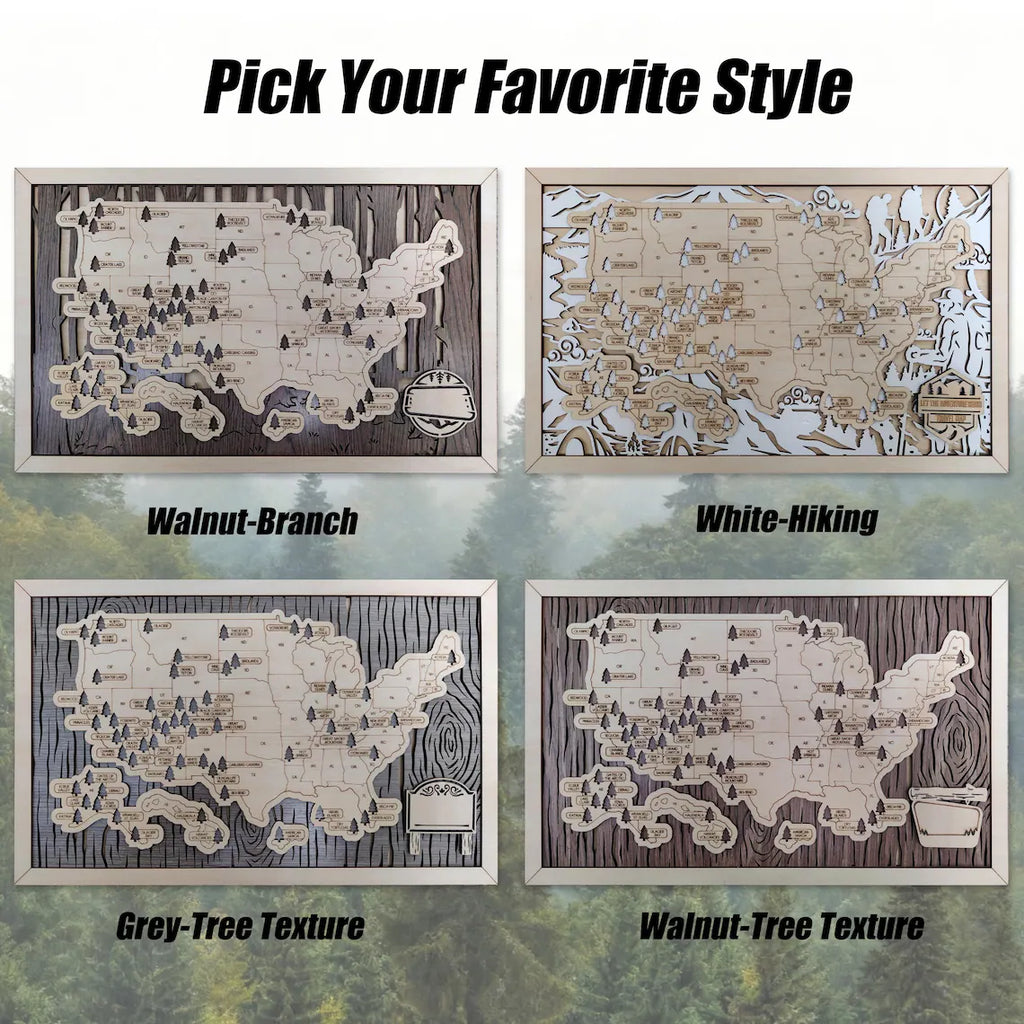 National Parks Travel Map, Gift for Hikers, National Parks Marker, USA Travel Map, Family Road Trip Tracker, Anniversary Gift, Handmade Gift