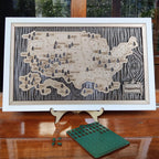 US National Parks Wooden Travel Map & Visit Tracker (Grey-Tree Texture)