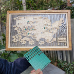 US National Parks Wooden Travel Map & Visit Tracker (Grey-Tree Texture)