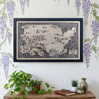 US National Parks Wooden Travel Map & Visit Tracker (Grey-Tree Texture)