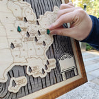 US National Parks Wooden Travel Map & Visit Tracker (Grey-Tree Texture)